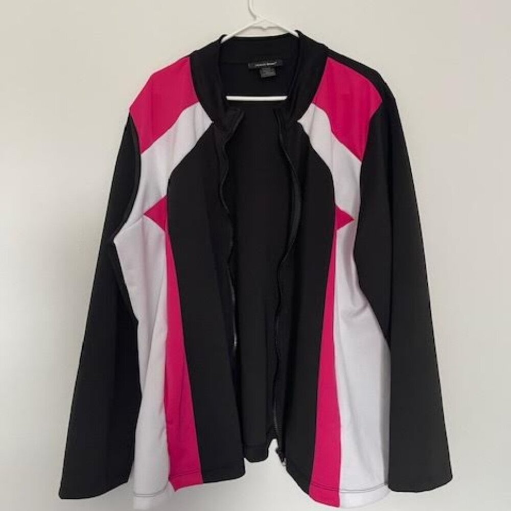 Ashley Stewart Color block Zip Front Track Jacket  Pink/Black/White – Size 22/24
